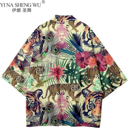 Japanese New Style Three-quarter Sleeves Fashion Style Kimono Summer Shirt Samurai Jacket Funny Cool Sleeve Kimono Cardigan Men