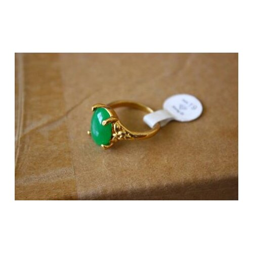 China Culture Handmade Old Copper Gild Green Lucky Ring