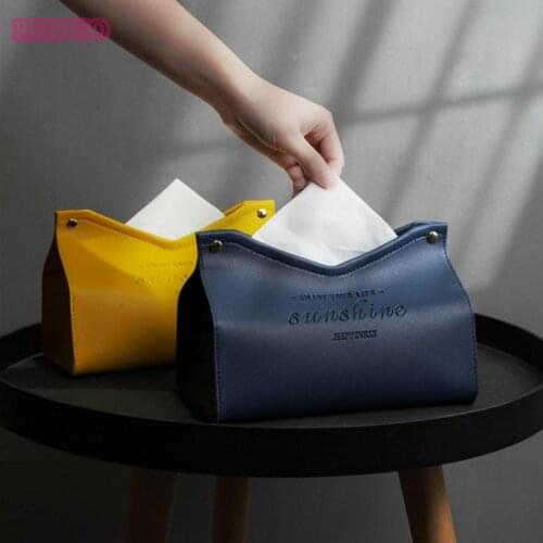 Leather Tissue Box for Car Household Living Room Light Luxury Waterproof Carton Decoration Bedroom Kitchen Desktop Storage Box