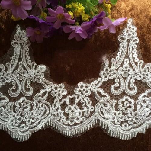 1Yard High Quality Scalloped Eyelash Lace Trim Off White French Fabric Wedding Dresses Bridal Veils Decoration DIY Craft