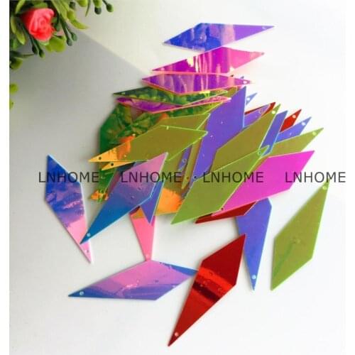 LNHOME 500g 15*50mm Big Diamond Shape Loose Flat Sequins For Crafts Sewing DIY Earring Clothing Bags Accessories Gold Silver