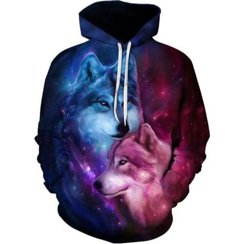 Fashion Men Wolf Animal 3D Printed Hooded Hoodies Men / Womens Shinning Wolf Design Sweatshirts 3D Harajuku Hoody