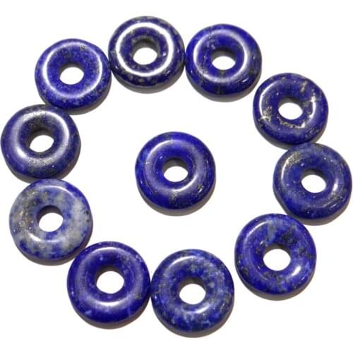 Fashion high quality natural lapis lazuli stone circle donut charms pendants 15mm for jewelry making 8pcs/lot wholesale