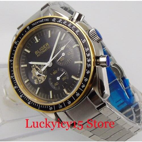 BLIGER Classic Self Winding Men Watch Date Indicator Mental Band DG Movement Wristwatch