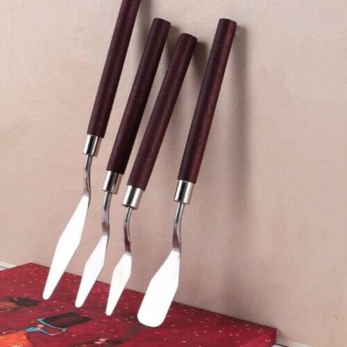 YYDS 7 PCS Palette Knife Set Painting Stainless Steel Spatula Palette Knife Oil Paint Metal Knives Wood Handle for Pro Artist