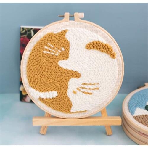 Punch Needle Kits Hoop Punch Needle Soft Yarn for Beginners DIY Needlecraft