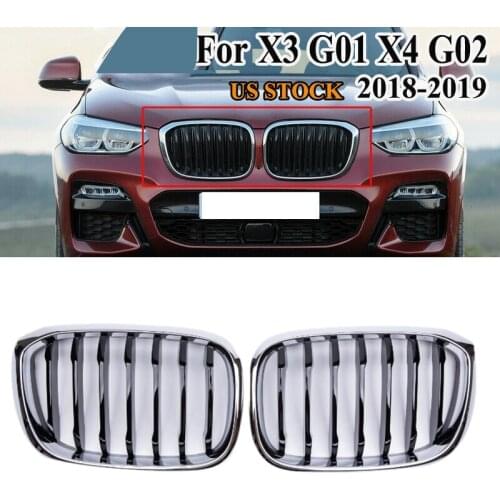 NEW-Car Front Kidney Grill for -BMW 3 4 X3 X4 G01 G02 G08 2018 2019 2020 Chrome+Black Bumper Racing Grills
