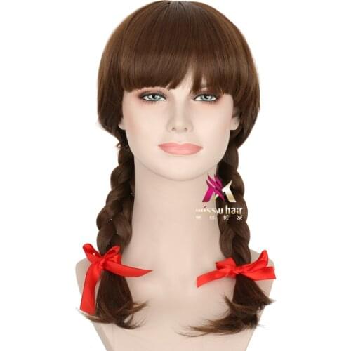 New Daily Show Annabelle Annabelle Brown Dress With Style Braids Paragraph Halloween Cosplay Wigs