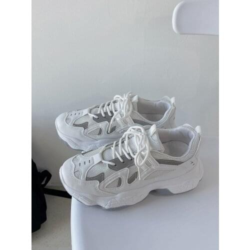 2021 Spring and Autumn New Mesh Breathable Womens Sneakers Trend Casual and Comfortable Thick-soled Student Single Shoe