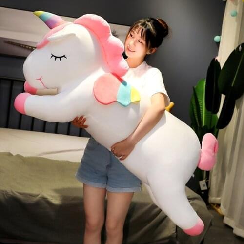 25-100cm Kawaii Giant Unicorn Plush Toy Soft Stuffed Unicorn Soft Dolls Animal Horse Toys For Children Girl Pillow Birthday Gift