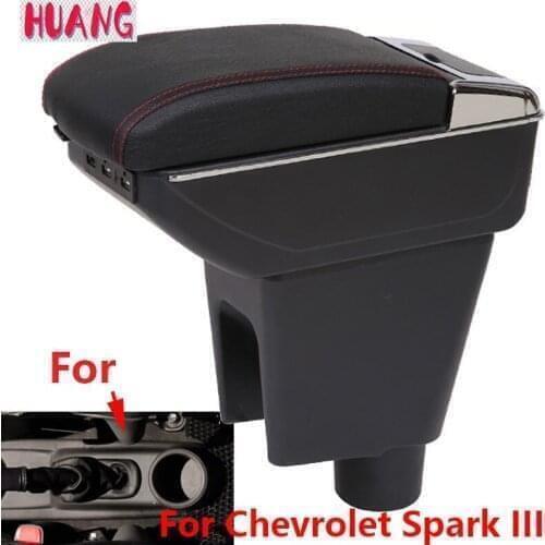 Armrest For Chevrolet Spark III 2010–2014 Daewoo Matiz Black Leather Center New Storage Box Modification Function Pad Parts
