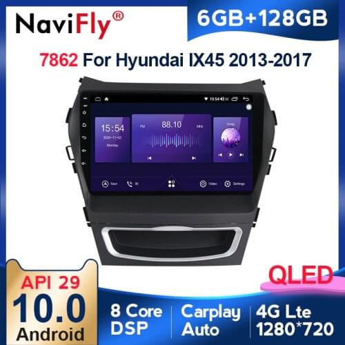 QLED 1280*720 Android 10.0 Car Multimedia Player For Hyundai IX45 Santa Fe 3 2013 - 2016 Radio Navigation GPS 6GB+128GB Carplay