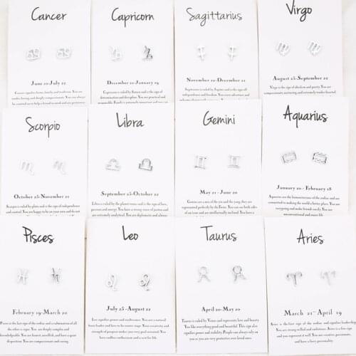 Todorova 12 Constellation Stud Earrings for Women Zodiac Sign Jewelry Astrology Leo Libra Aries Earrings Birthday Gifts
