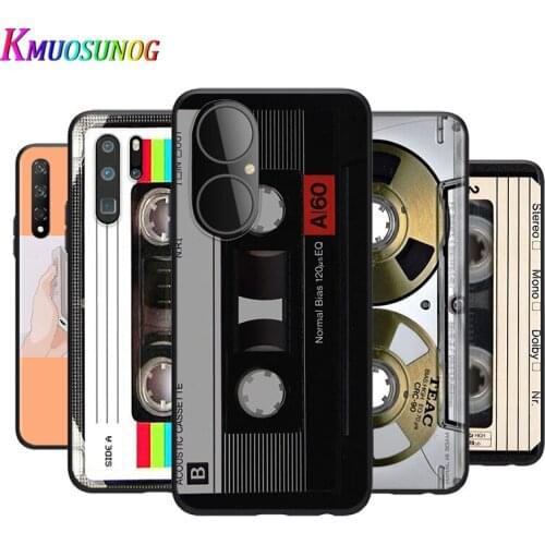 Silicone Cover Classical Old Cassette tape For Huawei P50 P40 P30 P20 Pro P10 P9 P8 Lite E Plus 2019 Phone Case