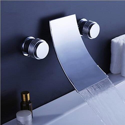 Bathroom faucet Waterfall basin faucet Into the wall washbasin water tap Double handle single hole basin faucet Tile water tap