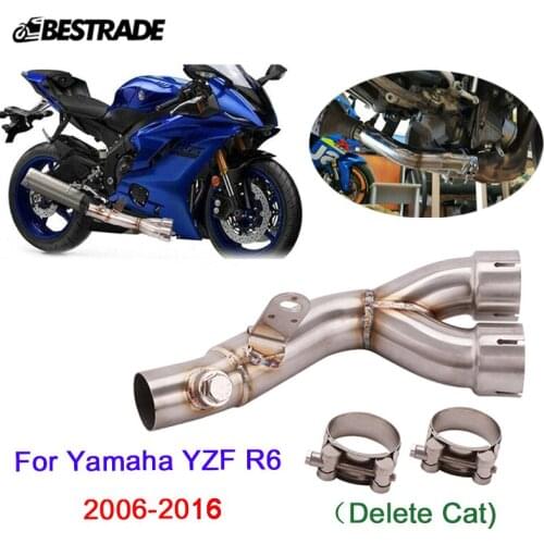 Middle Pipe For Yamaha YZF-R6 R6 2006-2020 Motorcycle Exhuast Middle Link Pipe Connector Tube Stainless Steel Slip On
