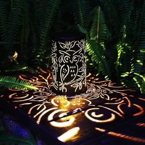 Led Solar Light Outdoor Garden Light Decorative Iron Owl Solar Power Lantern Hanging Tree Lamp for Patio Yard Garden Decoration