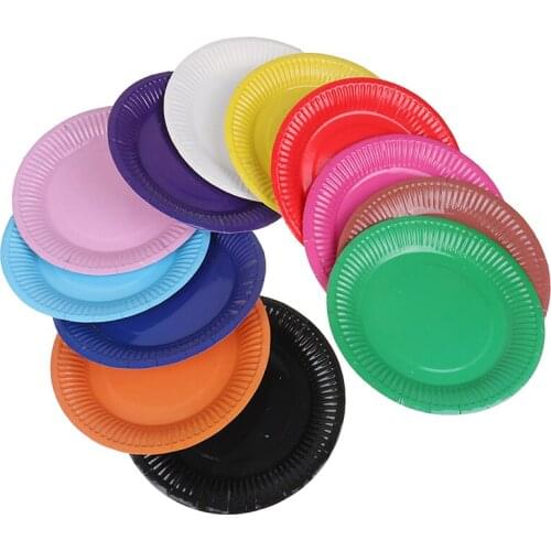 10PC Disposable Paper Plates Dot Birtay Party Plate Fruit Plate Cake Tray Tableware Birtay Party Supplies