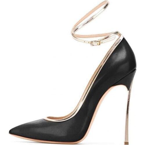 Fashion Thin Heels Single Shoes Pointed Toe Shallow Mouth Ankle Strap High Heels Women Pumps Stileto Shoe Elegant Party Pump