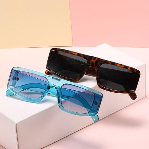 Veshion Small Rectangular Sunglasses Women Uv400 2021 Blue Black Flat Top Retro Sun Glasses Female Spring Fashion Hot Sale