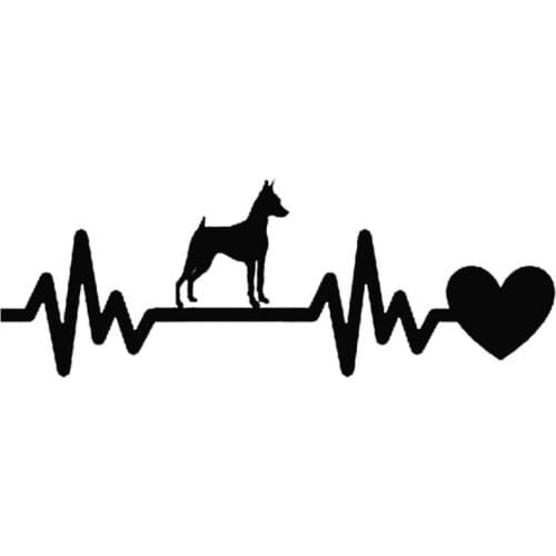 19*6.8CM Pinscher Dog Heartbeat Lifeline Vinyl Decal Creative Car Stickers Car Styling Truck Accessories Black/Silver S1-1339
