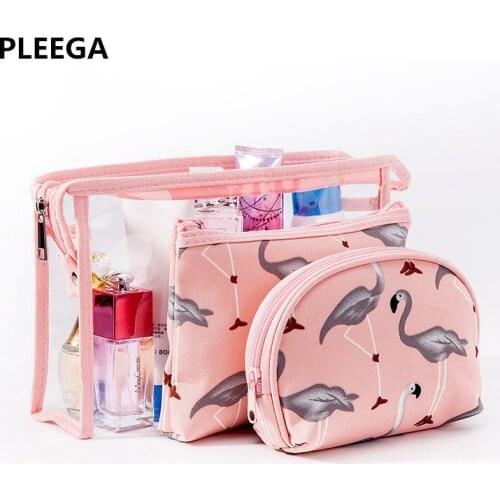 3 pc Waterproof Transparent PVC Makeup Bag Travel Organizer Clear Beautician Cosmetic Bag Beauty Toiletry Make Up Pouch Wash Bag