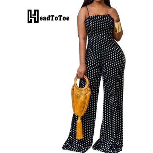 Dot Print Hallow Out Fashion Romper Woman Spaghetti Strap Loose Jumpsuits for Women
