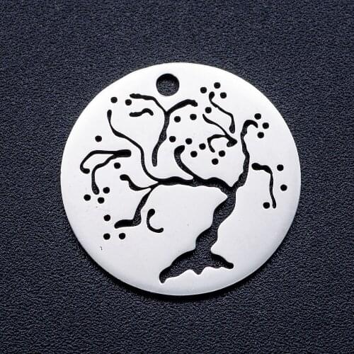 10pcs/lot Cherry Tree DIY Jewelry Charms Wholesale 100% Stainless Steel AAAAA Quality Pendant Finding Charm Supplies