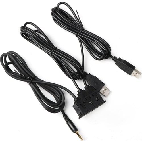 150cm Universal 3 Ports Aux Cable Panel Car Dash Flush Mount AUX Dual USB Port Panel Auto Boat Dual USB Extension Cable Adapter