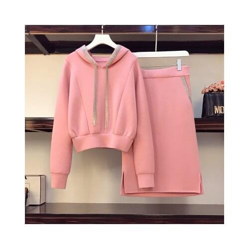 2020 fall/winter plus size womens hoodie skirt set fashion ensemble femme survetement year-old female costume