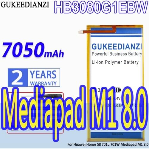 High Capacity GUKEEDIANZI Battery HB3080G1EBW 7050mAh For Huawei Honor S8 701u 701W Mediapad M1 8.0