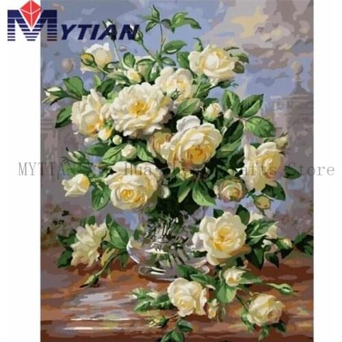 MYTIAN 5D DIY Diamond Painting Yellow Roses,Bouquet,Base,Flowers,Diamond Embroidery Full Square Round Drill Mosaic Wall Stickers
