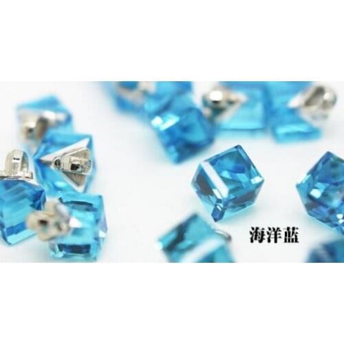Free shipping 30pcs/lot sea blue glass rhinestone Buttons shirt button High-grade buttons Mink button diagonal 8mm 10mm