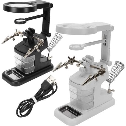 Watch Display watch case Desktop LED Hands Free Magnifying Glass for Reading Inspection Soldering Repairing for watch storage