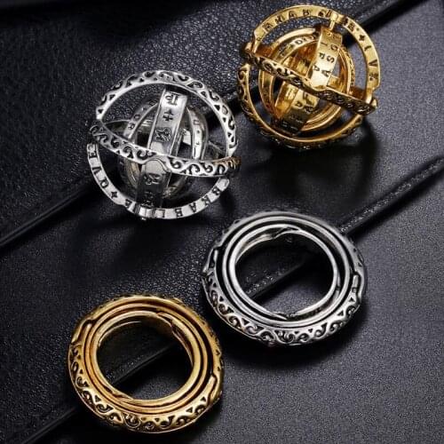 Gold Silver Astronomical Ring For Women Ball Mood Creative Complex Rotating Cosmic Letter Finger Ring Men Fashion Jewelry Gifts