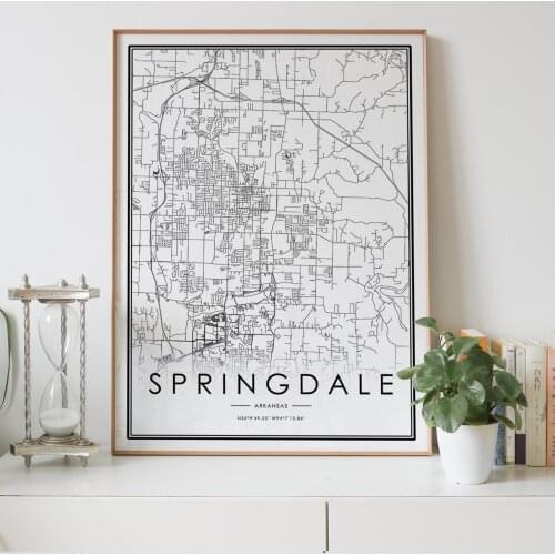 SPRINGDALE Arkansas AR USA city map Nordic Living Room Decoration Canvas Poster Modern Home Decor Art Print Painting
