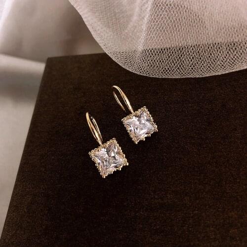 2020 Korea Hot Sale Fashion Jewelry Cute Small Square Zircon Earrings Simple Everyday Wild Earrings for women