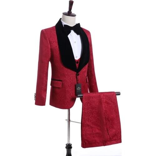 Handsome Groomsmen Wool blend Groom Tuxedos Mens Wedding Dress Man Jacket Blazer Prom Dinner (Jacket+Pants+Tie+Vest) A15