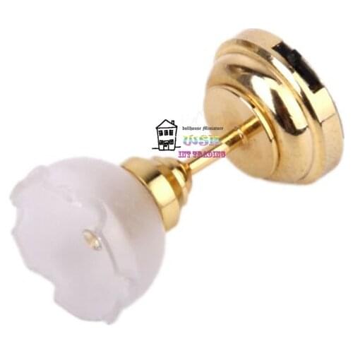 Free Shipping 1:12 Dollhouse Miniature White Ceiling Tulip Light LED Battery Operated