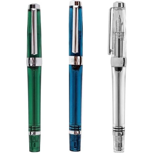 3PCS New Resin Transparent Vacuum Fountain Pen Set Paili 013 Quality EF/F Nib 0.38/0.5mm Ink Gift Pen for Office Business School