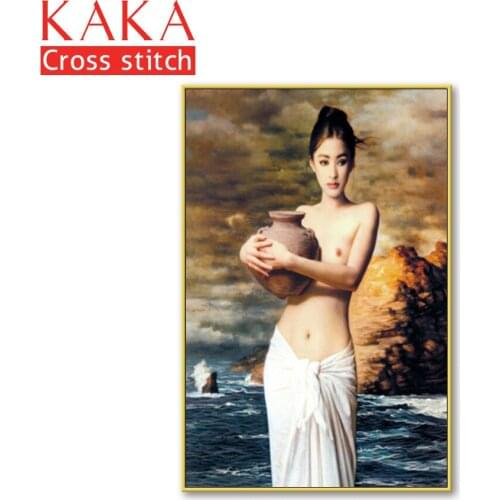 Cross stitch kits,Embroidery needlework sets with printed pattern,11CT-canvas for Home Decor Painting,portrait Full CKP0017