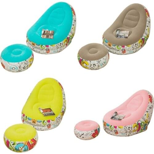 77JF Graffiti Style Lazy Inflatable Sofa with Pedal Combination Lounger Recliner