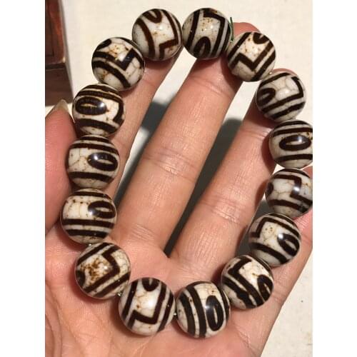 No.210127B2 Energy Tibetan old Agate Love totem 2 Eye dZi Bead Bracelet Amulet LKbrother Saurces