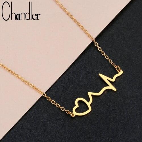 Chandler Stainless Steel Heartbeat Necklace For Women Girls Love EKG ECG Medical Gifts Nurse Doctor Gift Personnality Colier