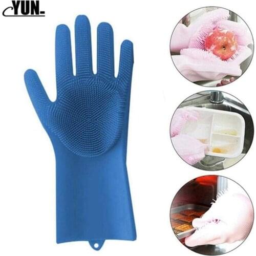 Pet Brush Silikolove Magic Silicone Dish Washing Gloves Kitchen Accessories Dishwashing Glove Household Tools Cleaning Car 8D
