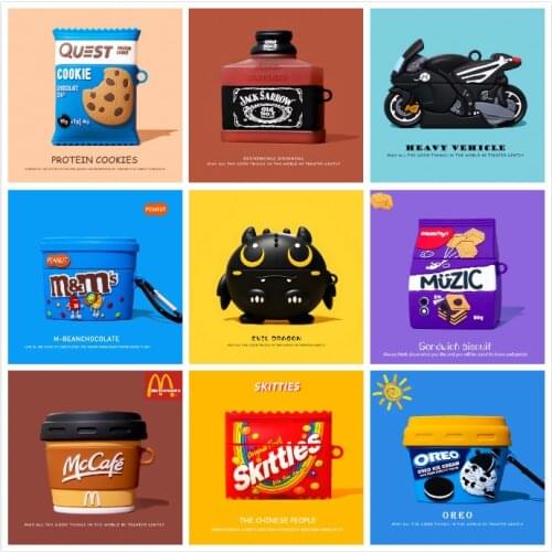 3D Cartoon coffee Drink Potato Chips candy silicone Case For Apple Airpods 1 2 cover For Air pods pro Case Wireless charging Box