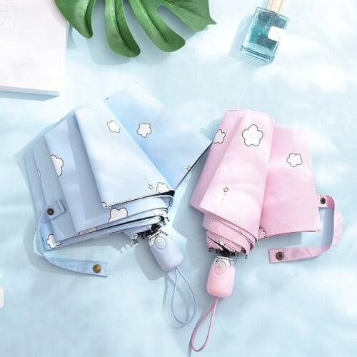 Cute Automatic Folding Umbrella Black Glue Sunscreen UV R Women Gift Fashion Windproof Sun Rain Ladies Umbrellas B50