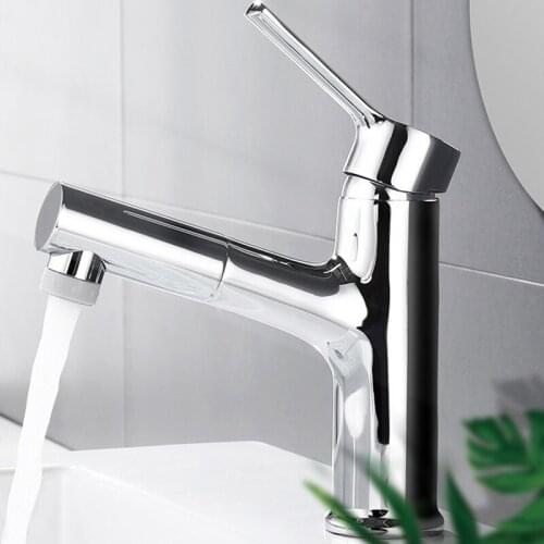 WZLY Bathroome Basin Faucets Black Copper Pull Out Rotate Switch Deck Mounted Chrome Basin Mixer Faucet Sink Crane Taps Torneira
