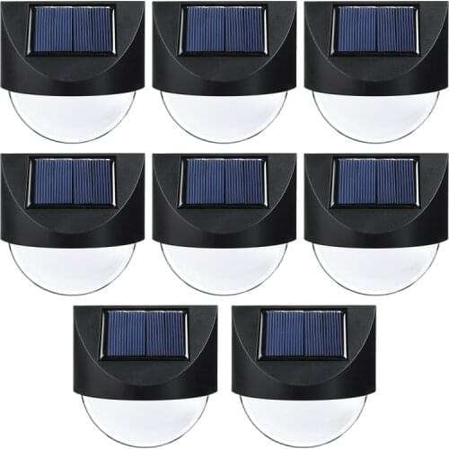 Solar Fence Lights, 8 Pack Waterproof Solar LED Outdoor Wall Lighting for Deck Steps Patio Walkway Garden(Warm White)