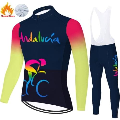 Andalucia Winter Thermal Fleece Conjunto Tricota Traje Uniforme Maglia Uomo Para Hombre Ropa Ciclismo Equipamento De Ciclismo